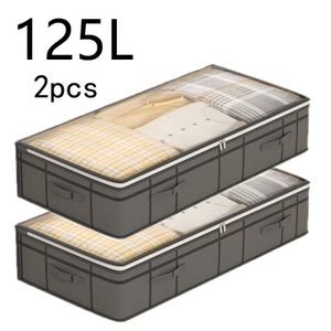 2pcs Extra Large Under-Bed Foldable Storage Boxes,Multi-Purpose Non-Woven Fabric Organizer