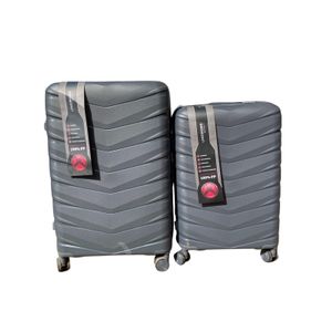 NICROSS 2-Piece Luggage Set - 100% PP Unbreakable Hard Shell Suitcases, Dark Grey. Large 27" Checked-In (23kg) & Medium 23" (15kg) Combo. Double Anti-Theft Zip, 360° Silent Rubber Spinner Wheels
