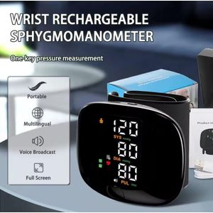 Smart Wrist Electronic Blood Pressure Monitor, Digital LCD Heart Rate Monitor With Voice Broadcast