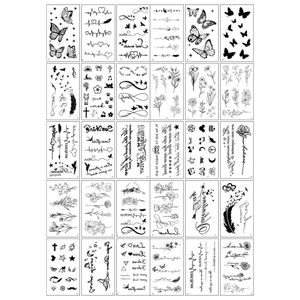 30 Pcs Black Dark Style Temporary Tattoo Stickers 