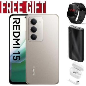XIAOMI REDMI 15 4G, 256GB 8GB RAM 6.9 inches,Battery 7000 mAh+24 MONTHS WARRANTY Smartphone COMES WITH FREE POWERBANK,AIRPODS AND LED WATCH