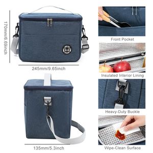 Insulated Lunch Bag, Waterproof Thermal Cooler Tote Bag with Adjustable Shoulder Strap, Leakproof Aluminum Foil Lining for Office School Picnic