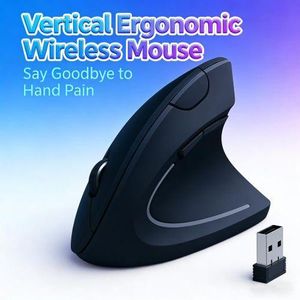 addigoes Vertical Mouse, Right Handed 2.4GHz Wireless Ergonomic Rechargeable Vertical Mouse with 3 Adjustable DPI 800/1200/1600, Quiet Clicks, 6 Buttons,Compatible with PC, Desktop, computer, laptop(Black)