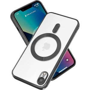 Electroplated Clear MagSafe Case with Camera Lens Protector for iPhone XR - Black