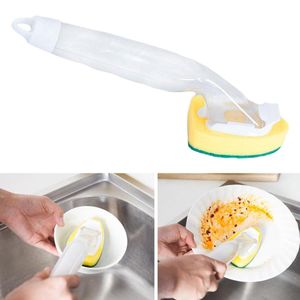 1 Pc Soap Dispenser Dish Sponge Cleaner Wand Brush Scrub Refill Washing  Kitchen