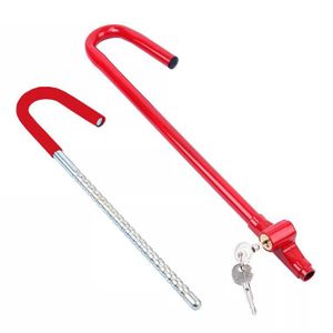 Portable Light Weight Anti Theft Steering Wheel and Pedal Lock Universal All Vehicles Anti-Theft Security Car Steering Wheel Lock Brake Clutch Lock Retractable Locking Hook Device with 3 Keys