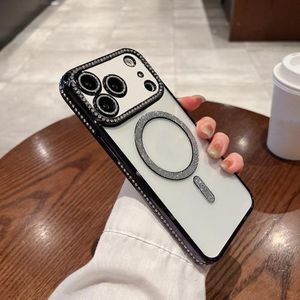 Magsafe2 iPhone 17 Pro Max Case Clear Magnetic, Ultra Thin Plating edge Cover Phone Case for Women Men Girl, Cute Soft TPU Silicone & Hard PC Transparent Anti-Yellow, black 