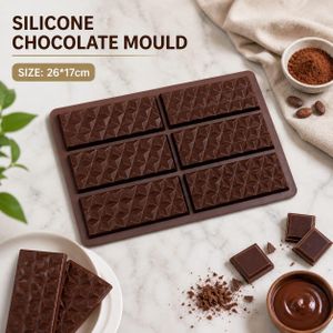 Premium 6-Cell Silicone Chocolate Mold - Non-Stick Rectangular Deep Cavity Bar Mold for Homemade Chocolates, Protein Bars, Energy Bars, and Wax Melts - Food-Grade BPA-Free Baking Tray