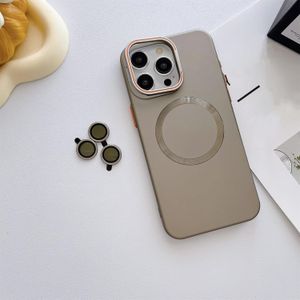 Magnetic Stand Luxury Phone Case with Free Camera Lens Protector, MagSafe Magnetic Ring, Hybrid Protection, and Slim Transparent Design for iPhone 15 Plus - Grey