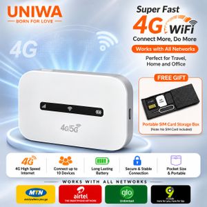 UNIWA Mifi Universal 4G LTE Pocket Mifi Mobile WiFi Hotspot Router for all Network Aìrtel mtñ glò 9mobile modem 20mtn speçtranet smile mtnng (DNXT8)