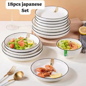 18pcs Japanese Ceramic Dinner Set (Plates & Bowls Set)