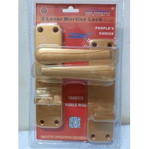 Moment Keyless Bathroom 2 Lever Mortise Door Lock - Gold aluminum Handle Set, Durable & Stylish