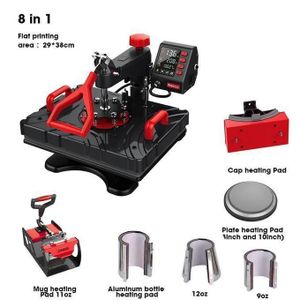  8 in 1 Heat Press Machine 360°Swing Away Combo For T Shirts, Mug, Hat, Plate, Cap
