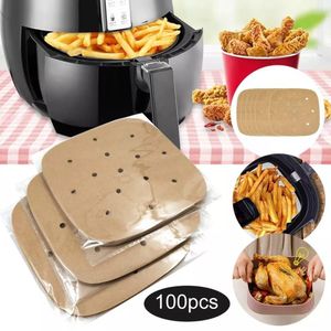 100Pcs Air Fryer Parchment Paper , Air Fryer Filter Paper Square Air Fryer Liners Steamer Papers for Baking, Air Fryer Basket, Cake Pan