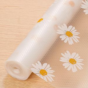 KnMn 45x500 CM Shelf Liner for Kitchen Cabinets Non Adhesive Waterproof Drawer Liner Floral Pattern