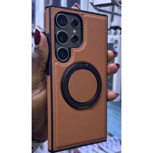 Leather case for Samsung S23 ultra with rotating kick stand