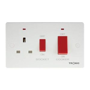 45A Cooker Control Unit with Switched Socket & Neon
