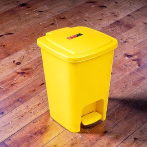 30L Yellow Hard Plastic Ergonomic Pedal Design Step Pedal Waste Garbage Dust Bin