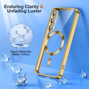 Gold Electroplated Magnetic for MagSafe Shockporoof Transparent Case Cover for Samsung Galaxy A56