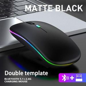 Wireless RGB Rechargeable Wireless Computer Mouse For Laptop PC Matte Black