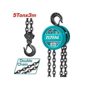 TOTAL Chain Block THT1651-5 Ton Lifting Capacity, 3m Lift Height, Double Load Chain, Manual Hoist
