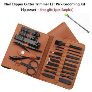 16pcs/set Nail Clipper Cutter Trimmer Ear Pick Grooming Kit+free gift
