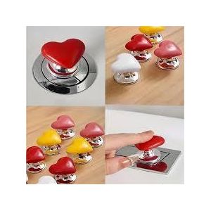 Toilet Tank Button, Love Heart Shaped Toilet Push Button, Toilet Tank Press Button For Toilet Cover Lifter Handle Flush, Portable Toilet Tank Lid (Multicolor 4 Pcs)