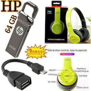 HP 64 GB Metallic High Speed USB Flash Drive Disk // 64GB +GIFTS OTG, BT Headphone
