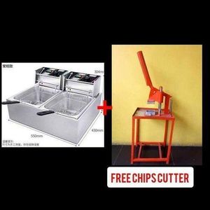 Nunix 6L+6L Double Electric Chips Deep Fryer Machine+CHIPS CUTTER