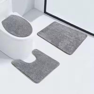 3pcs Set Of Soft Non-Slip Bathroom Shower Toilet Mats