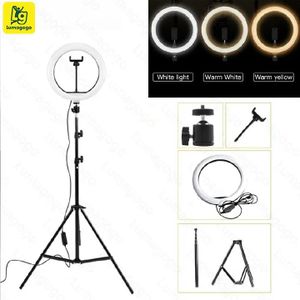 Professional 10 Inch LED Ring Light with 1.9M Adjustable Tripod Stand 3 Color Modes 10 Brightness Levels USB Powered Lighting Kit for YouTube TikTok Makeup Live Streaming – Black