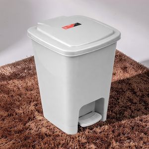 30L Gray Hard Plastic Compact Size Easy Storage Step Pedal Waste Garbage Dust Bin