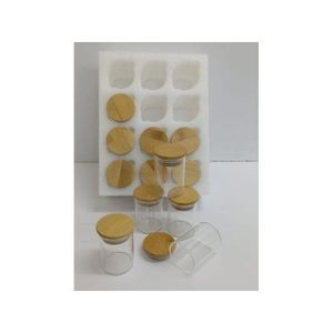 12Pcs Glass Spice Jars With Bamboo Lid