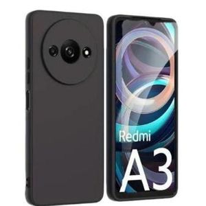 Soft Silicone Back Cover for Xiaomi Redmi A3 - Black, anti-fingerprint, anti-scratch, durable silicone case