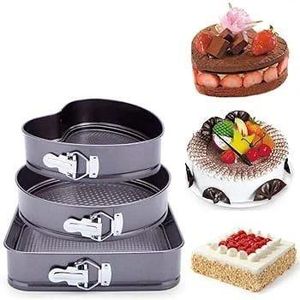 3 Shapes Baking Tins Set with Removable Bottom