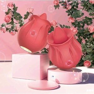 Rose Tongue Licking Vibrator Sex Toy Clitoral Sucker Clitoris Nipples Anal Stimulator Compact Adult Foreplay Solo Play Game Masturbation Gift For Women Ladies Couples