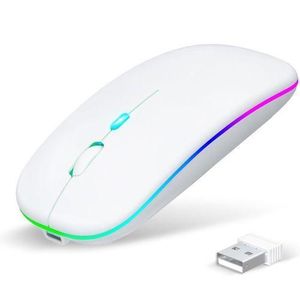 White Label  Colorful LED 2.4G Rechargeable Mouse, White