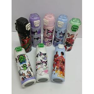 Cartoon Themed Thermo Flask 500ml Cute Insulated Water Bottle for Kids and Adults Hot and Cold Drink Travel Mug Durable Leak-Proof Stainless Steel