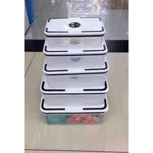 5 in 1 Plastic Transparent Fridge Food Storage Containers, Stackable Food Organizers, BPA-Free Kitchen Storage Set