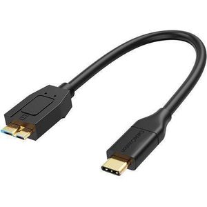 LASA 30cm USB Micro-B to USB-C 3.1 OTG Cable – High-Speed Data Transfer Lead for External Hard Drive & Storage Devices Use