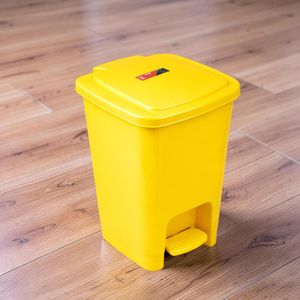 30L Yellow Hard Plastic Non Slip Pedal Durable Build Step Pedal Waste Garbage Dust Bin