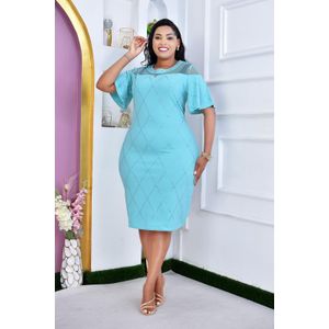 Plus Size Ladies Perfect Design Green Dress 