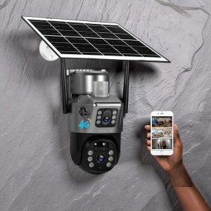 Remote Access 12MP 4G Simcard PTZ Rotating Dual Lens Outdoor Smart Security Monitoring Solar Camera