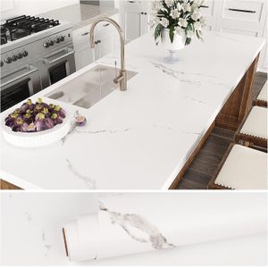 White Marble Contact Paper for Countertops Peel and Stick Countertops Waterproof Marble Wallpaper for Kitchen 60cm by 500cm Self Adhesive Countertop Vinyl for Bathroom Backsplash Table