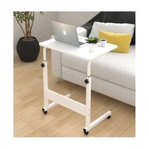 Portable Height Adjustable Home Computer Table Stand for Office Study Laptop Desk - White