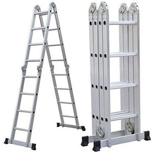 4.7m 15.4ft MultiPurpose Aluminum Folding Extension Ladder Adjustable 