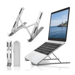 Bn Aluminium Laptop Stand Adjustable 6 Angles, Foldable Ergonomic Laptop Riser for Desk, Portable Stand for MacBook, HP, Dell, Lenovo & Other Laptops (1pc, Silver)