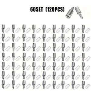 60SET 120PCS Shelf Pegs, Shelf Support Nails, Bookcase Support Pins, Wardrobe Support with White Non-Slip Cover, Shelf Support Pins Suitable for Kitchens, Shoe Cabinets, and Wine Cabinets
