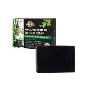 Organic African Black Soap Snail and Bamboo Charcoal for Deep Cleansing 120g