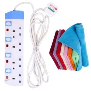 Power King HOME BEST 4 WAY POWER EXTENSION WITH LONG CABLE+FREE FACE / HAND TOWELS
